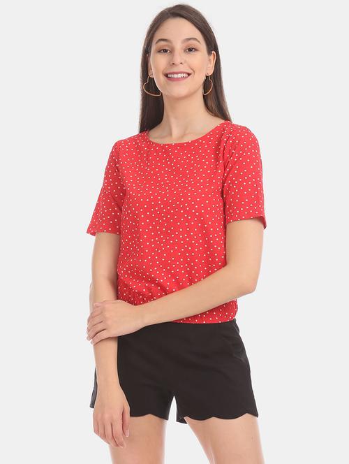 red polka dots printed regular top - 20812340 - Very Small Image - 1