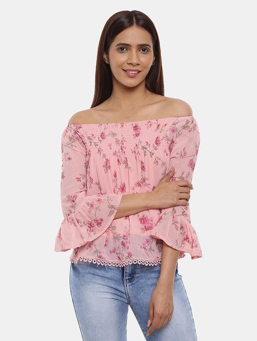 pink floral printed regular top - 20812361 - Very Small Image - 1
