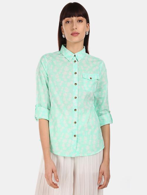 women green printed shirt top - 20812372 - Very Small Image - 1