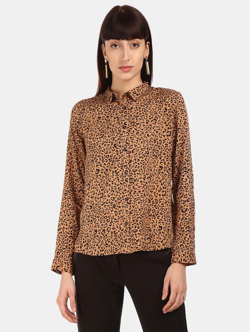 women brown animal printed regular shirt - 20812376 - Very Small Image - 1