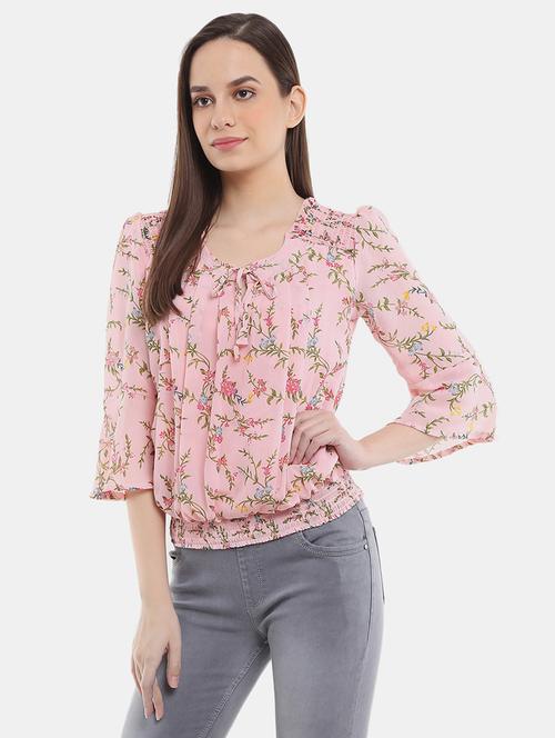 women pink floral printed regular top - 20812414 - Very Small Image - 1