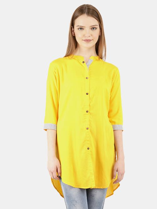 women yellow solid high-low long top - 20812706 - Very Small Image - 1
