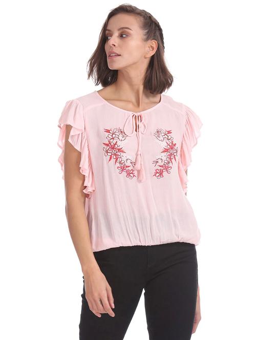 women embroidered ruffed detailed top - 20812739 - Very Small Image - 1