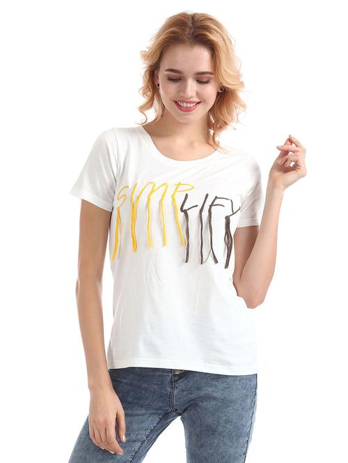 women chest embroidered round neck t-shirt - 20812754 - Very Small Image - 1