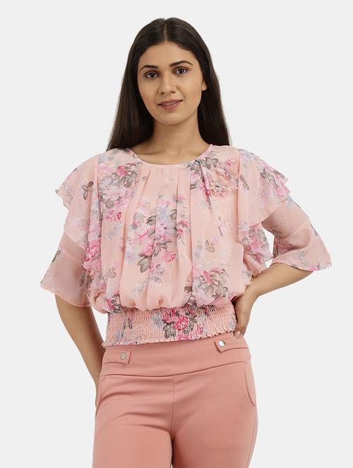 women pink floral printed regular top - 20813129 - Very Small Image - 1