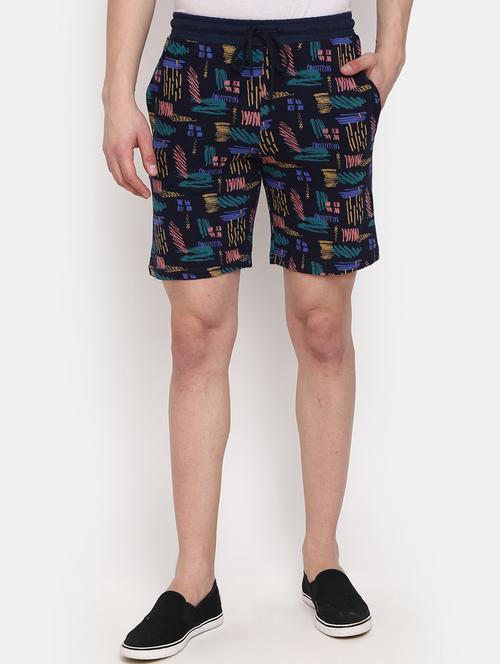 navy blue printed shorts - 20813152 - Very Small Image - 1