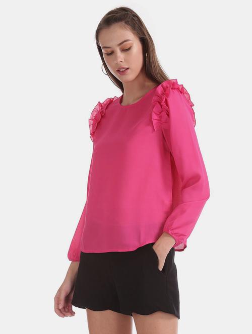 women pink solid regular top - 20813302 - Very Small Image - 1