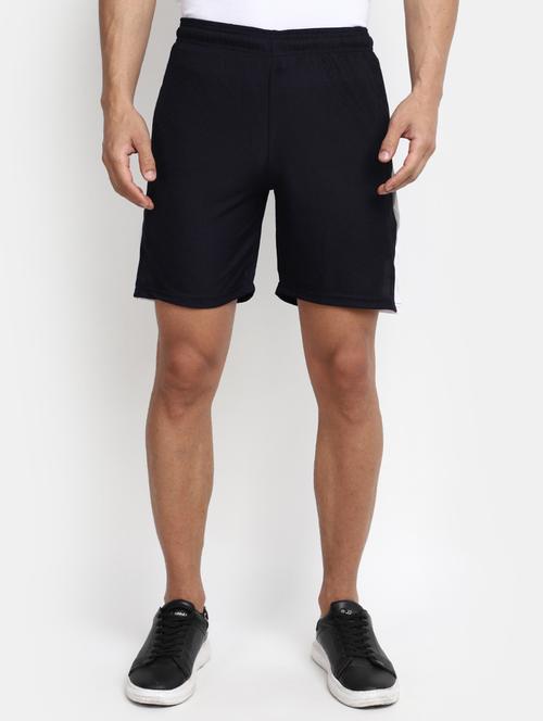 men mid-rise navy blue side taped shorts - 20813542 - Very Small Image - 1