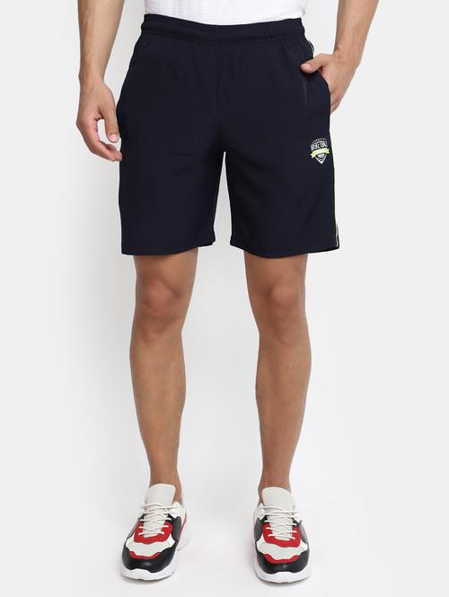 men mid-rise navy-blue placement printed shorts - 20813544 - Very Small Image - 1