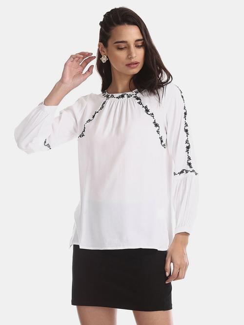 women white embroidered regular top - 20813570 - Very Small Image - 1
