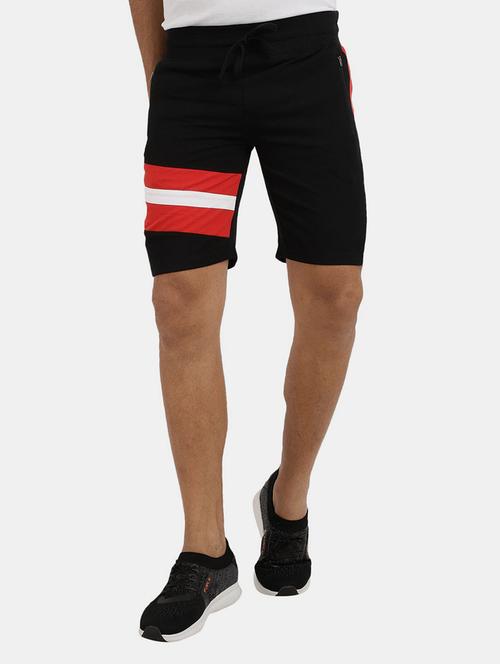 men mid-rise black color block shorts - 20813742 - Very Small Image - 1