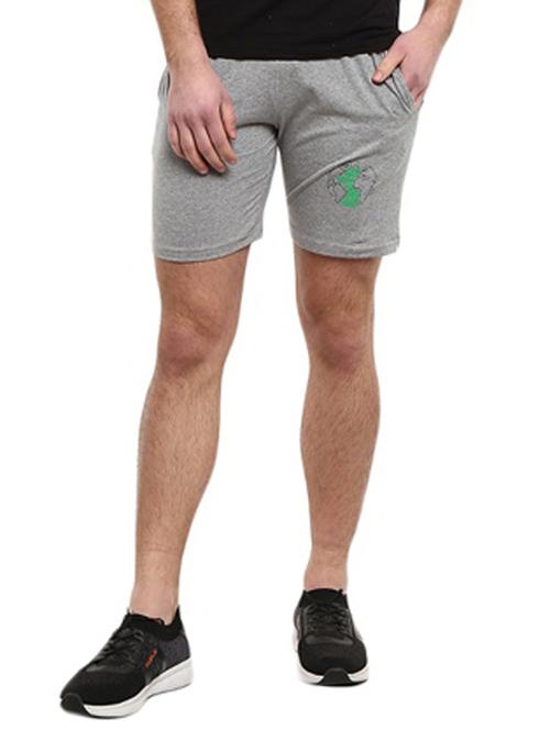 men mid-rise grey placement printed shorts - 20813826 - Very Small Image - 1