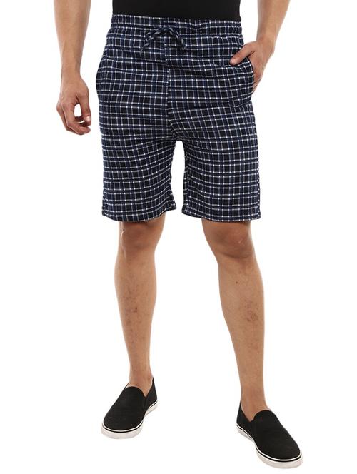 men mid-rise black check printed shorts - 20813862 - Very Small Image - 1