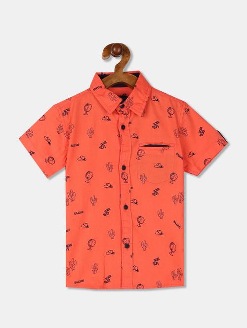 orange cotton blend shirt - 20814107 - Very Small Image - 1
