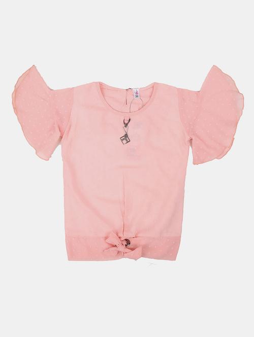 kids pink self design knot detailed top - 20814196 - Very Small Image - 1