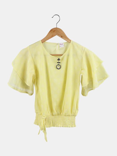 kids yellow printed detailed top - 20814206 - Very Small Image - 1