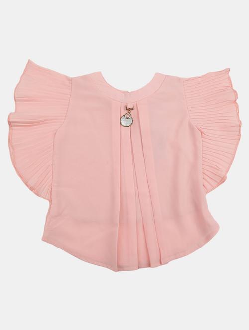 kids solid pink detailed top - 20814209 - Very Small Image - 1