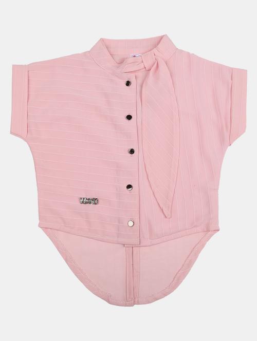 kids pink striped high low shirt style top - 20814211 - Very Small Image - 1