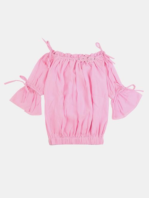kids solid pink detailed top - 20814222 - Very Small Image - 1