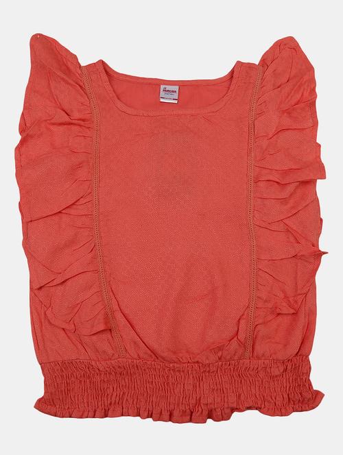 kids peach self design detailed top - 20814223 - Very Small Image - 1