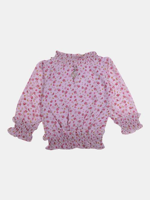 kids lavender floral printed top - 20814245 - Very Small Image - 1