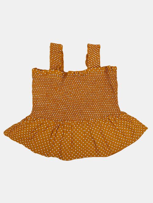 kids mustard printed smocked detailed top - 20814280 - Very Small Image - 1