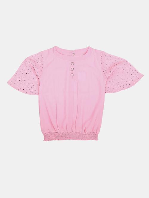 kids solid pink detailed top - 20814291 - Very Small Image - 1