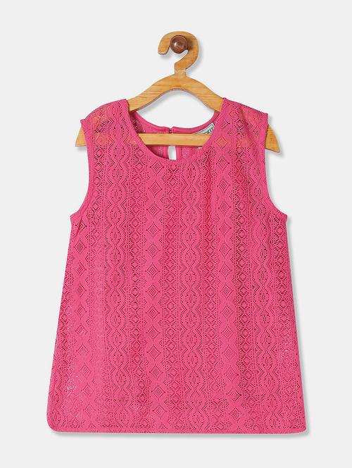 kids pink self design regular top - 20814315 - Very Small Image - 1