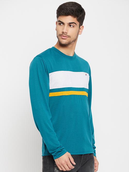 teal polyester color block tshirt - 20814479 - Very Small Image - 1