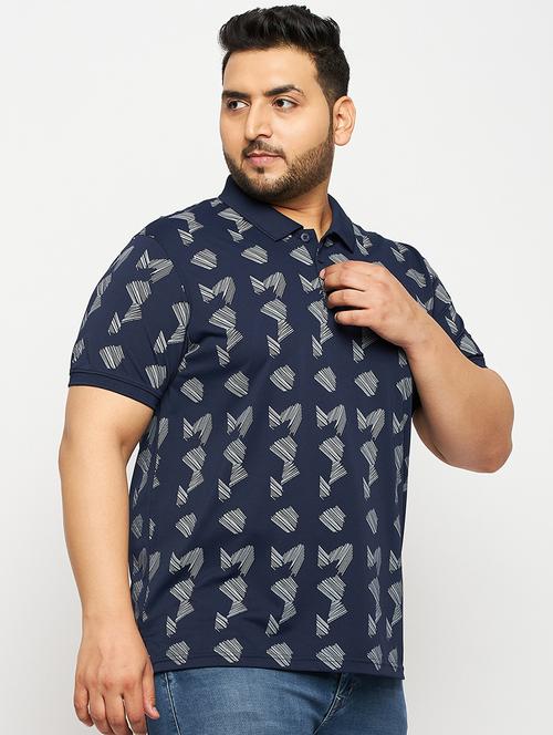 navy blue polyester all over print tshirt - 20814514 - Very Small Image - 1