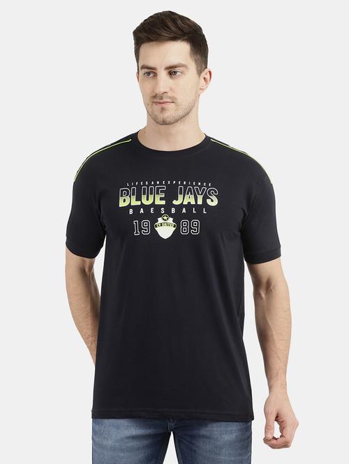 navy blue cotton chest print t-shirt - 20814727 - Very Small Image - 1