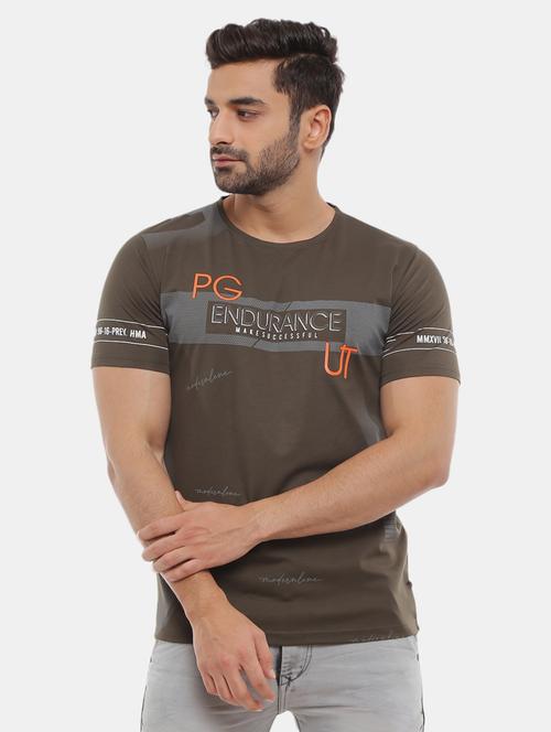 men round neck front print t-shirt - 20814797 - Very Small Image - 1