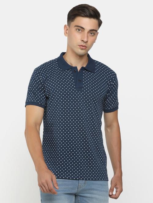 dark blue cotton all over print t-shirt - 20814828 - Very Small Image - 1