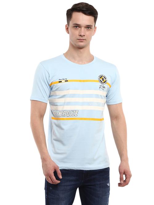 light blue cotton chest print t-shirt - 20814842 - Very Small Image - 1