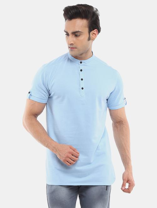 light blue cotton plain t-shirt - 20814921 - Very Small Image - 1