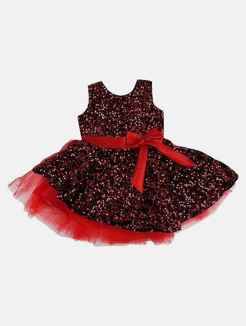 red sequined detailed frock - 20815002 - Very Small Image - 1