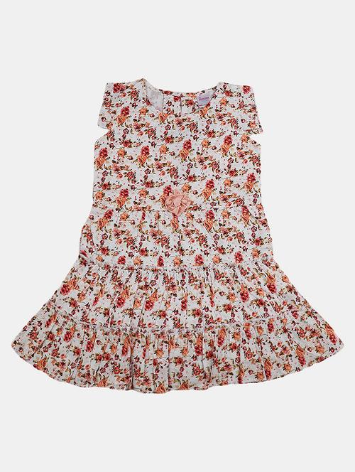 girls white printed frock - 20815041 - Very Small Image - 1