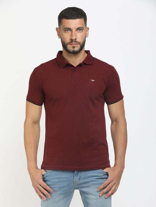 maroon cotton plain tshirt - 20815088 - Very Small Image - 1