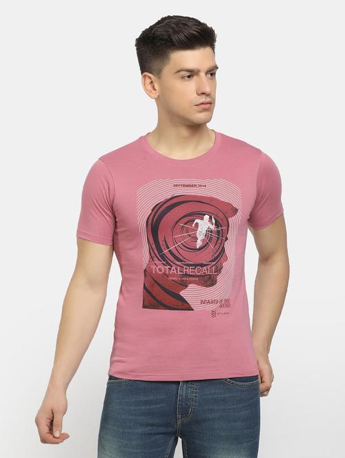 pink cotton chest print tshirt - 20815103 - Very Small Image - 1