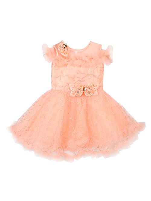 girls embroidered net flared frock - 20815142 - Very Small Image - 1
