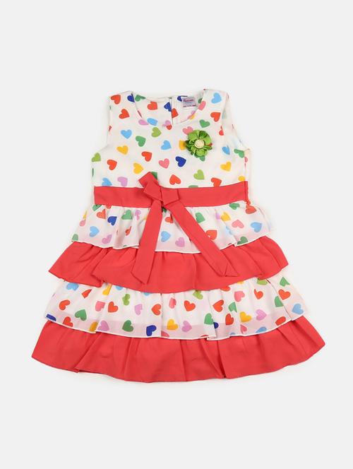 girls white printed frock - 20815171 - Very Small Image - 1