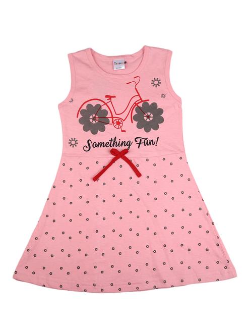 girls pink printed frock - 20815231 - Very Small Image - 1