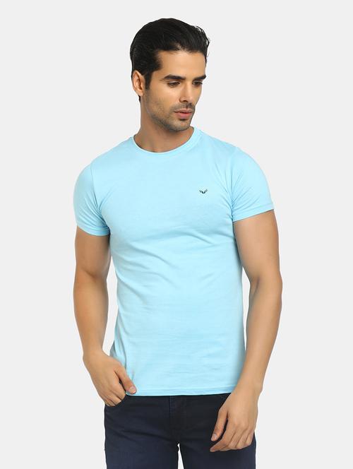 turquoise cotton plain t-shirt - 20815338 - Very Small Image - 1
