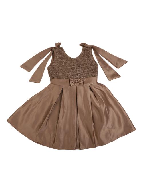 kids brown self-designed frock - 20815371 - Very Small Image - 1