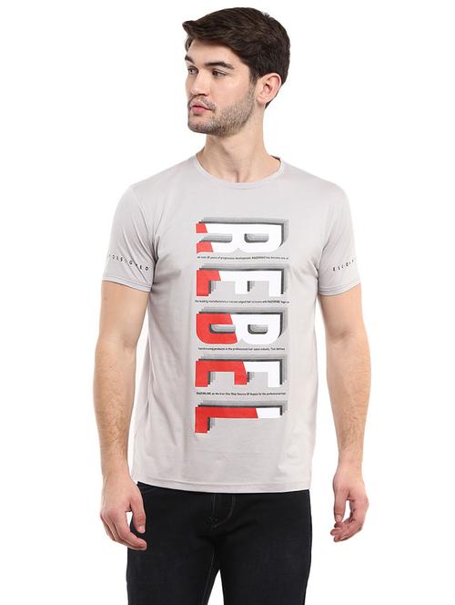 grey cotton front print t-shirt - 20815421 - Very Small Image - 1