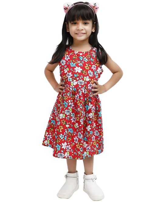 girls floral print cotton frock - 20815453 - Very Small Image - 1