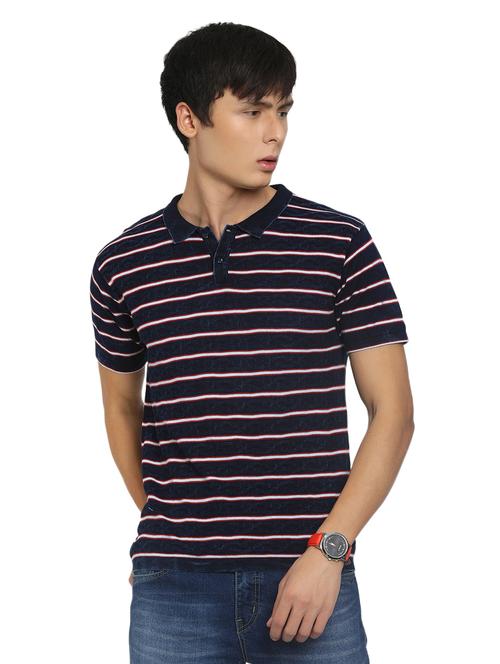 navy blue cotton striped t-shirt - 20815586 - Very Small Image - 1