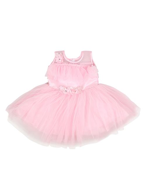 girls pink self design frock - 20815619 - Very Small Image - 1