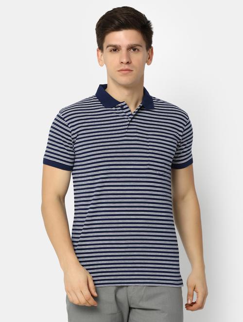 navy blue cotton striped t-shirt - 20815645 - Very Small Image - 1