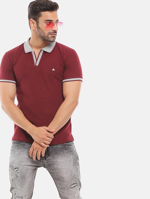 maroon cotton plain tshirt - 20815802 - Very Small Image - 1